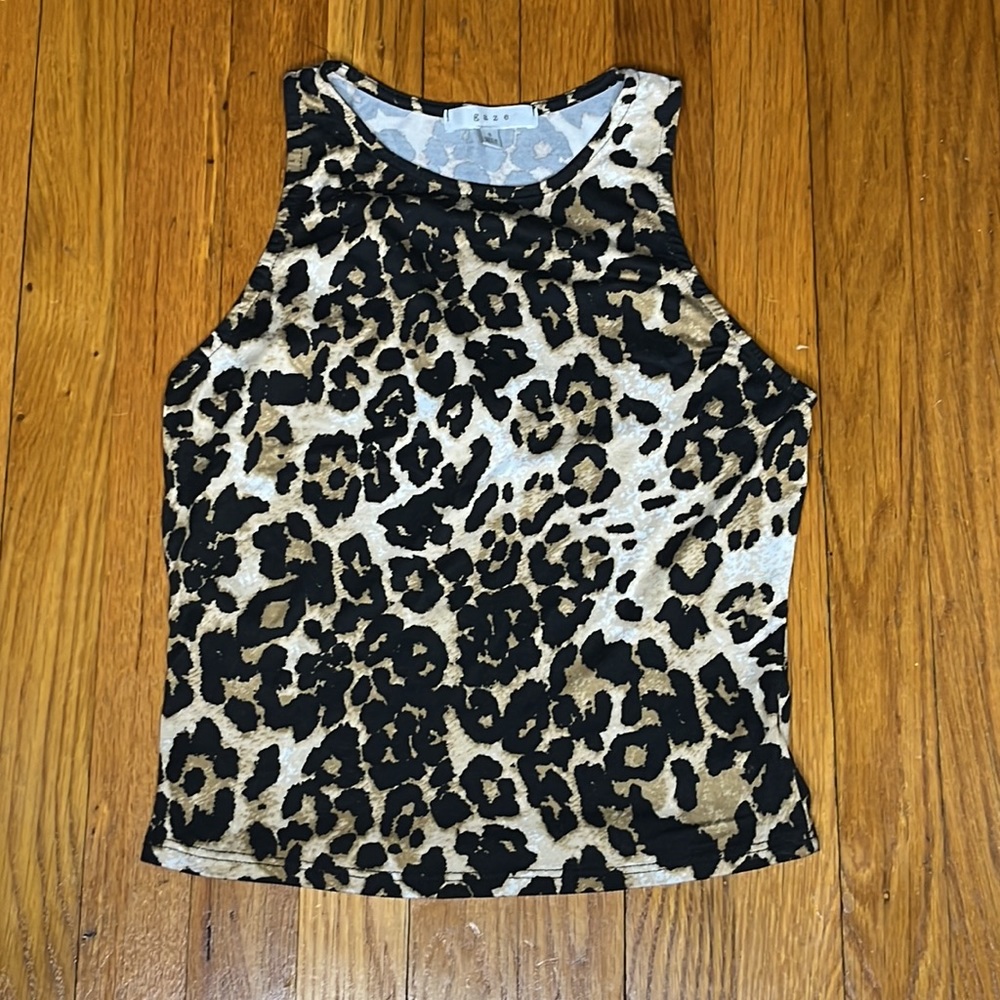 Gaze Leopard Cheetah Muscle Tank Top Small
